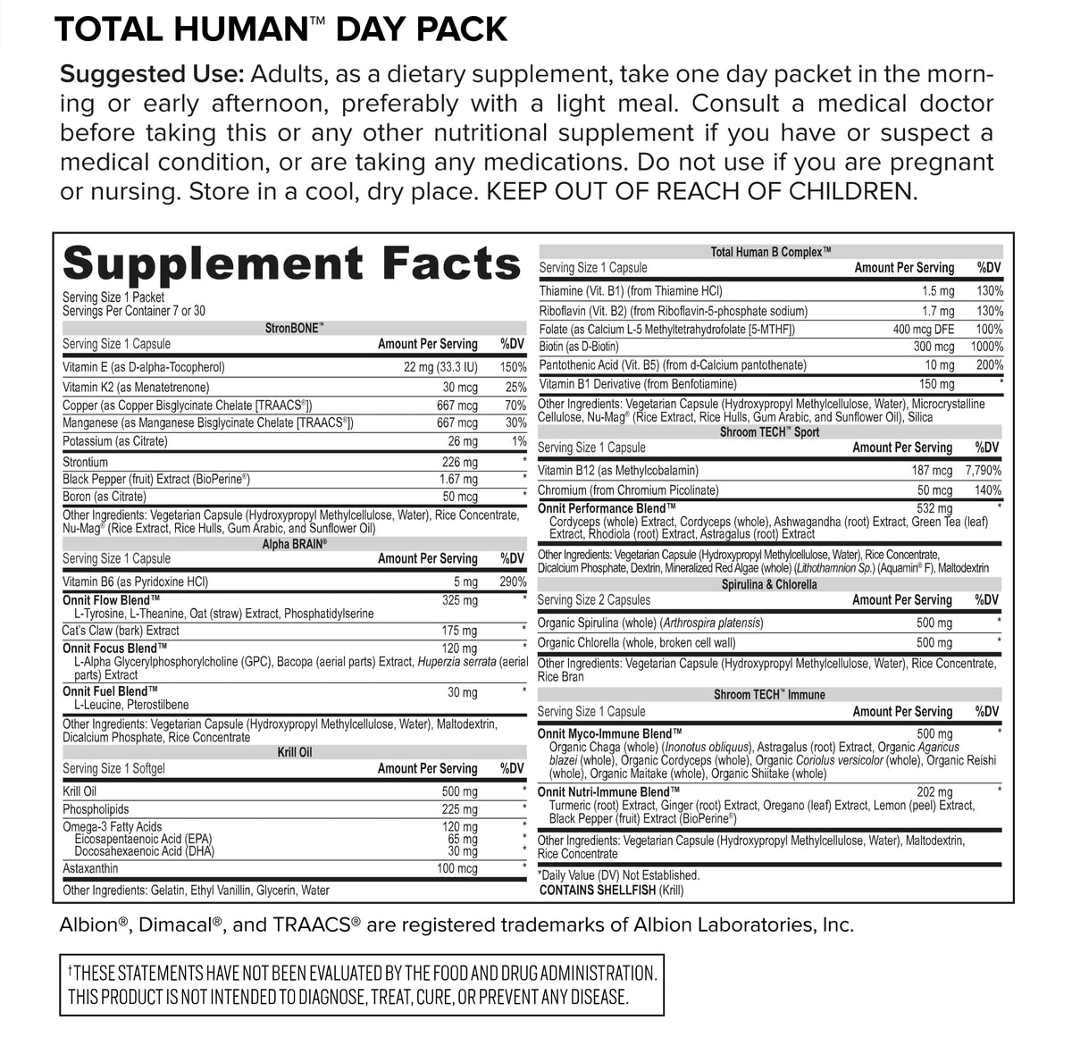 ONNIT Total Human Day and Night Vitamin Packs, 7-Day Supply Capsule