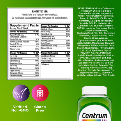 Centrum Adult Multivitamin/Multimineral Supplement with Antioxidants, Zinc, Vitamin D3 and B Vitamins, Gluten Free - OmniHealth US