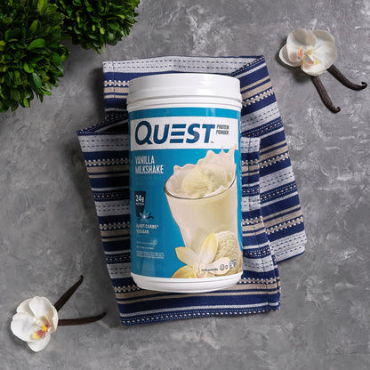 Quest Nutrition Vanilla Milkshake Protein Powder, 24g of Protein, 1g of Sugar, Low Carb, Gluten Free, 1.6 Pound, 23 Servings - OmniHealth US