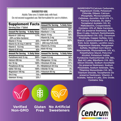 Centrum Multivitamin for Women, Multimineral Supplement with Iron, Vitamin D3, B Vitamins and Antioxidant Vitamins C and E, Gluten Free - OmniHealth US