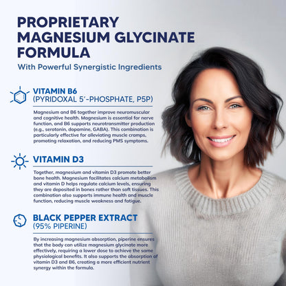 Magnesium Glycinate 1000mg with Vitamin D3 & B6-500mg per Capsule - Pure Elemental Mag Supplement Complex for Sleep, Muscle, Bone Health - OmniHealth US