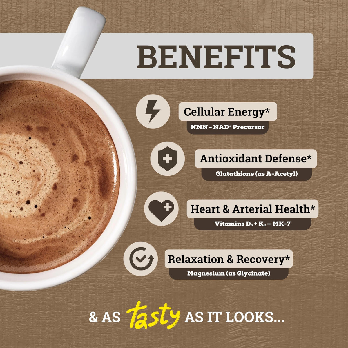 Black Forest Longevity Mix Liquid NAD+ Alternative Mocha Coffee 10-in-1 with NMN 250mg, Glutathione 250mg, TMG, Magnesium Glycinate, Vitamins D3 K2 C B12, High Polyphenol Cocoa, 30 Servings - OmniHealth US