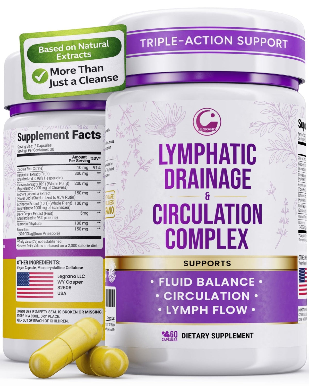 Advanced Lymphatic Drainage Supplements – Lymphatic Cleanse & Lymph System Support with Hesperidin, Rutin, Quercetin with Bromelain – Herbal Lymphatic Support Formula – 60 Capsules - Maple Wellness Supplements