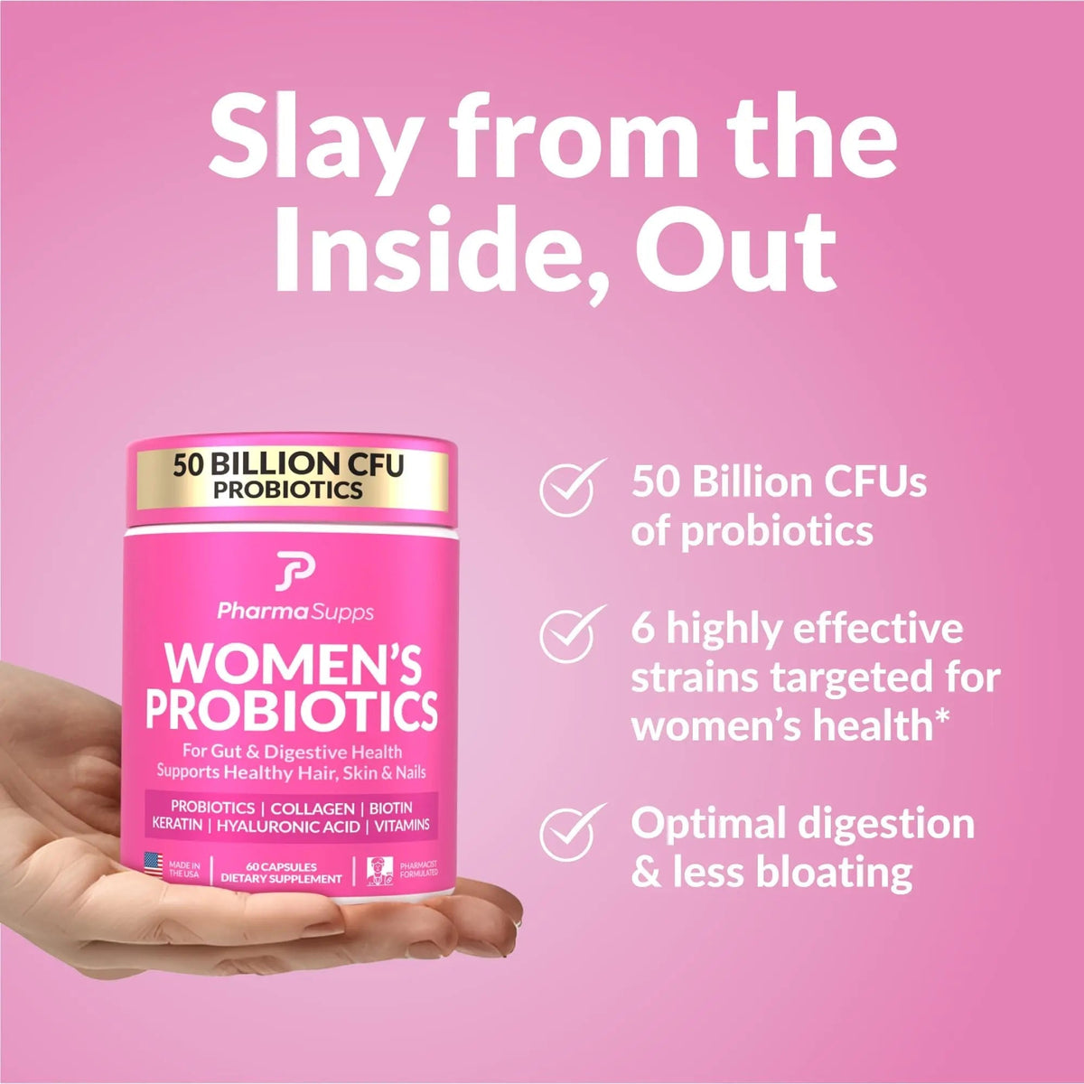 ADVANCED Women's Probiotics for Gut Health - Hair, Skin, & Nails Vitamins Support - 50 Billion CFU w/ Collagen, Biotin & Keratin - Probiotic Supplement for Digestive Health & Bloating Relief, USA-Made - Maple Wellness Supplements