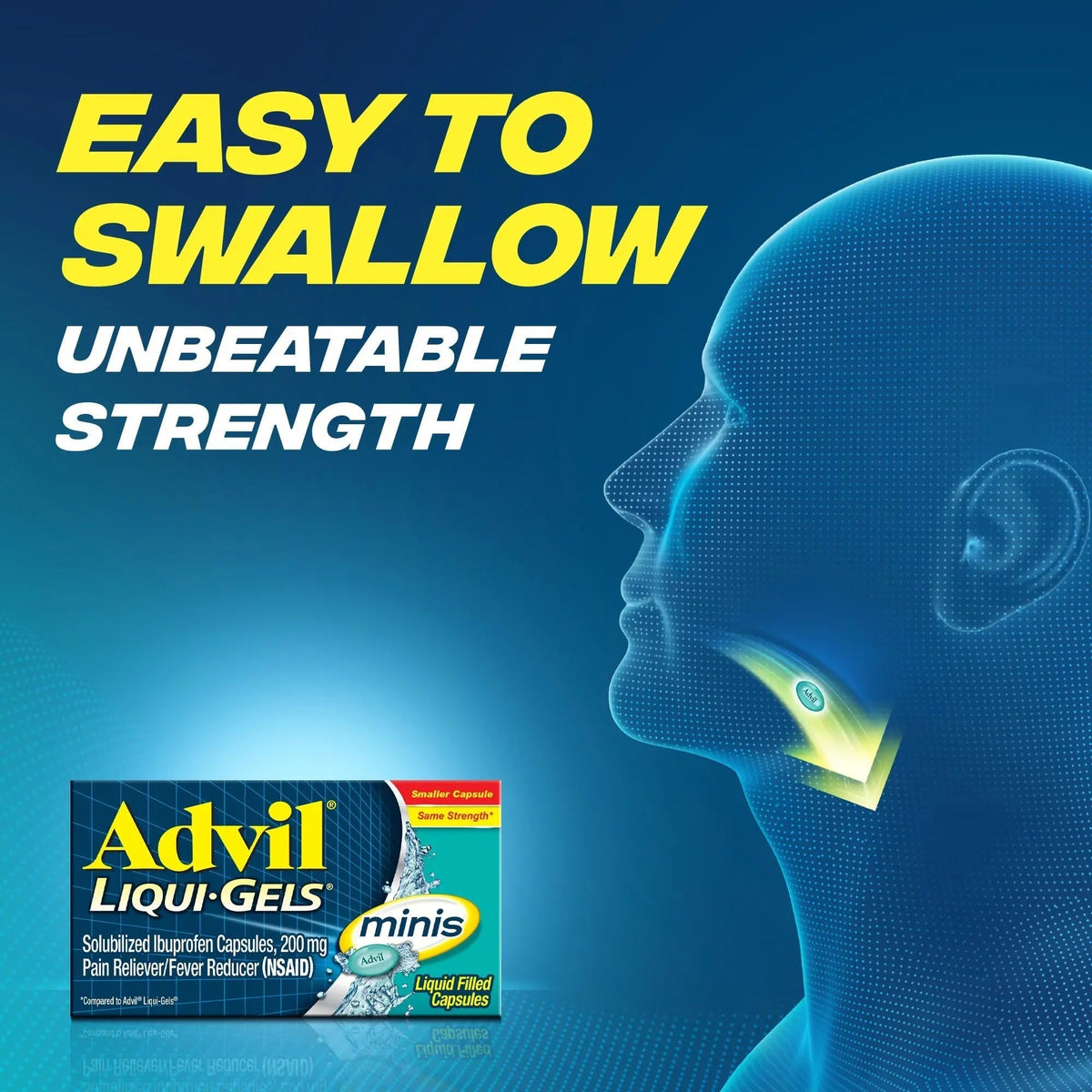 Advil Liqui-Gels Minis Pain Reliever and Fever Reducer, Pain Medicine for Adults with Ibuprofen 200mg for Pain Relief - 160 Liquid Filled Capsules - Maple Wellness Supplements