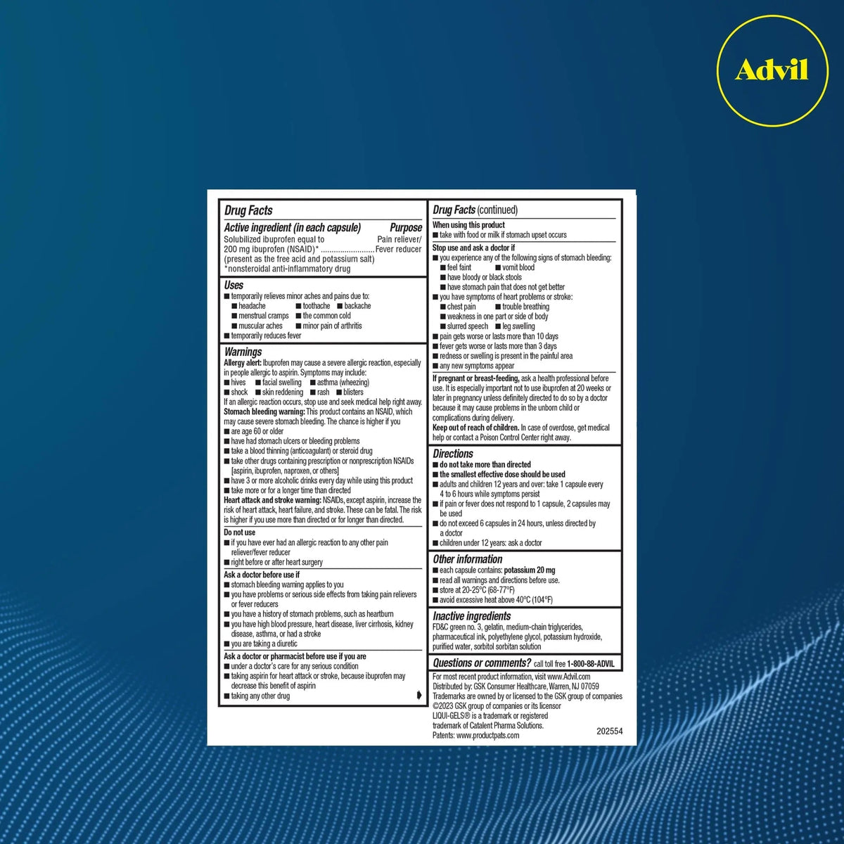 Advil Liqui-Gels Minis Pain Reliever and Fever Reducer, Pain Medicine for Adults with Ibuprofen 200mg for Pain Relief - 80 Liquid Filled Capsules - Maple Wellness Supplements
