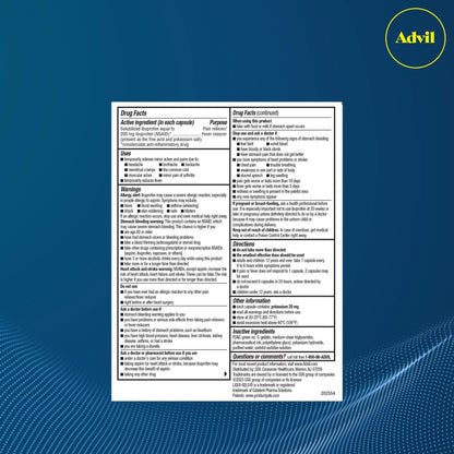 Advil Liqui-Gels Minis Pain Reliever and Fever Reducer, Pain Medicine for Adults with Ibuprofen 200mg for Pain Relief - 80 Liquid Filled Capsules - Maple Wellness Supplements