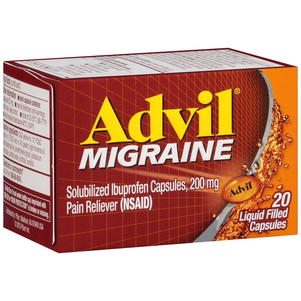 Advil Migraine Headache Relief, Ibuprofen Capsules with Ibuprofen 200mg for Migraine Relief, Nausea Relief and Light Sensitivity Relief - 20 Liquid Filled Capsules - Maple Wellness Supplements