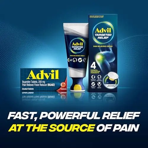 Advil Pain Reliever and Fever Reducer, Pain Relief Medicine with Ibuprofen 200mg for Headache, Backache, Menstrual Pain and Joint Pain Relief - 10 Coated Tablets - Maple Wellness Supplements