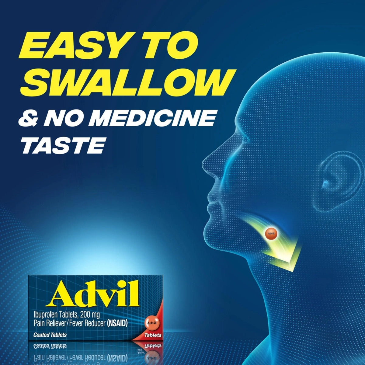 Advil Pain Reliever and Fever Reducer, Pain Relief Medicine with Ibuprofen 200mg for Headache, Backache, Menstrual Pain and Joint Pain Relief - 10 Coated Tablets - Maple Wellness Supplements