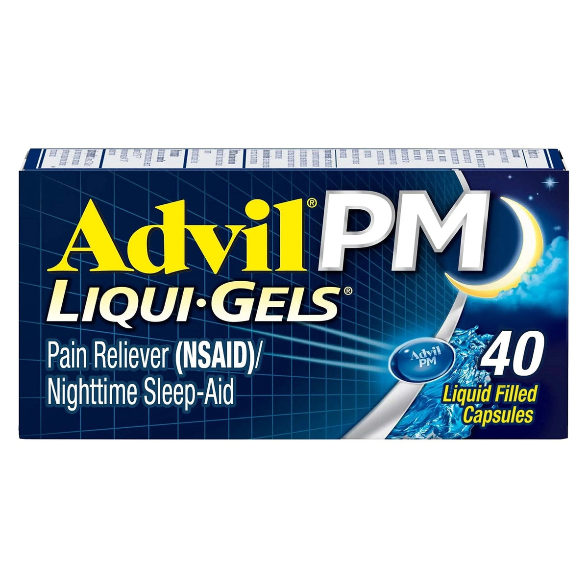 Advil PM Pain Reliever and Nighttime Sleep Aid, Pain Medicine with Ibuprofen for Pain Relief and Diphenhydramine Citrate for a Sleep Aid - 40 Coated Caplets - Maple Wellness Supplements