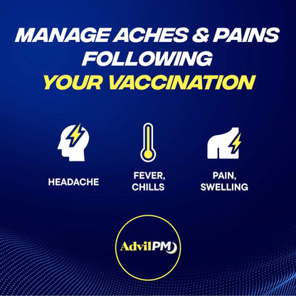 Advil PM Pain Reliever and Nighttime Sleep Aid, Pain Medicine with Ibuprofen for Pain Relief and Diphenhydramine Citrate for a Sleep Aid - 80 Coated Caplets - Maple Wellness Supplements