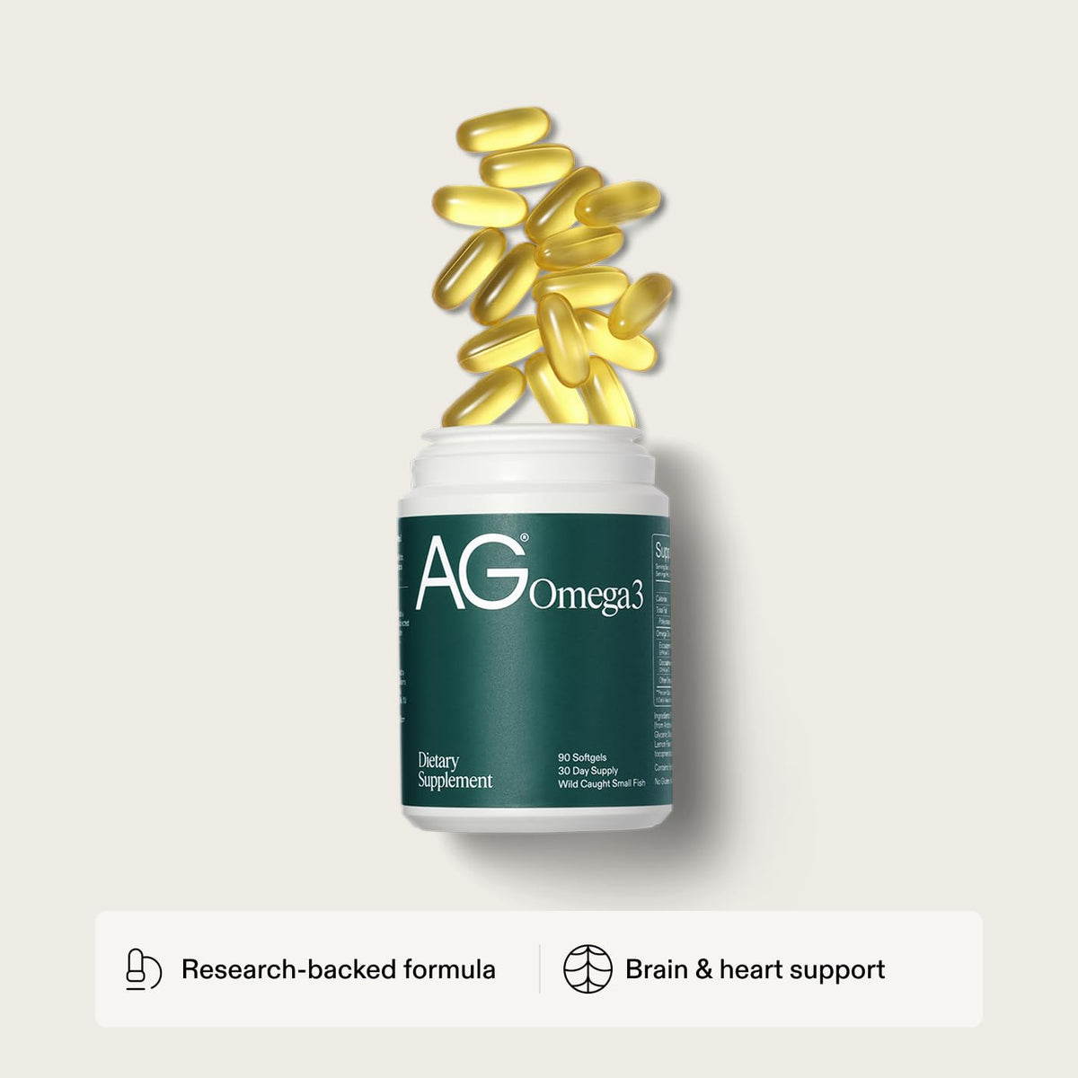 AG1 Omega 3 Fish Oil Softgels – 2000mg EPA & DHA from Wild-Caught Fish, Supports Heart, Brain & Joint Health | 90 Capsules | Athletic Greens Supplement - Maple Wellness Supplements