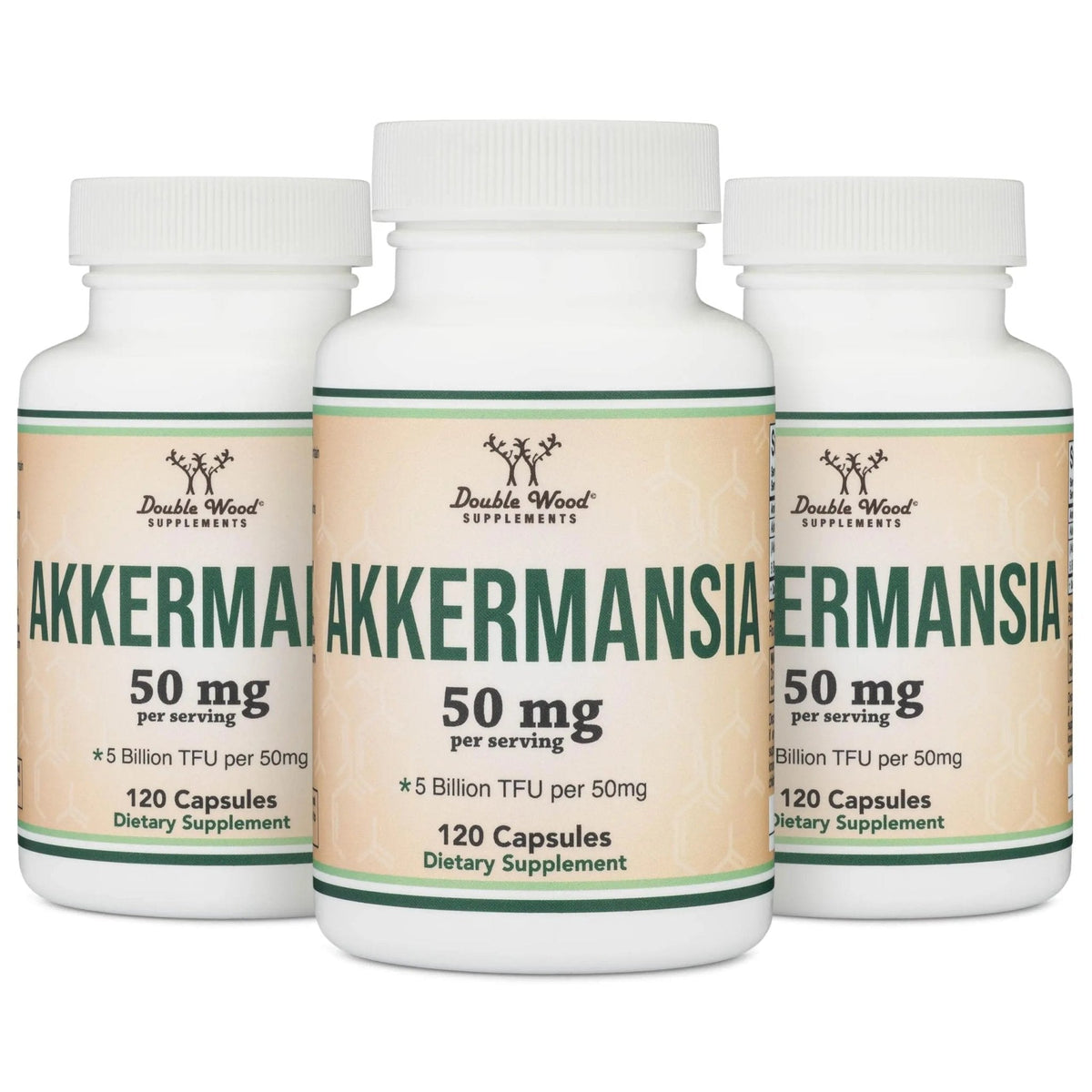 Akkermansia Probiotic and Postbiotic (Increases GLP-1 Production) 120 Capsules, 50mg per Serving (Third Party Tested to 5 Billion TFU per Serving, 50 Billion CFU per Gram) by Double Wood - Maple Wellness Supplements