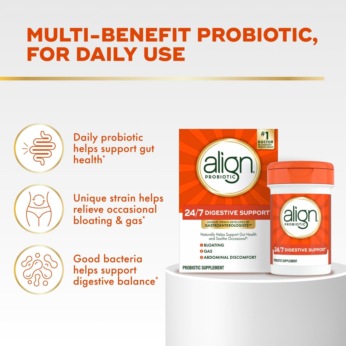 Align Probiotic, 24/7 Digestive Support, Probiotics for Women and Men, Probiotics for Digestive Health, Men and Womens Probiotic Capsules Help Relieve - Maple Wellness Supplements