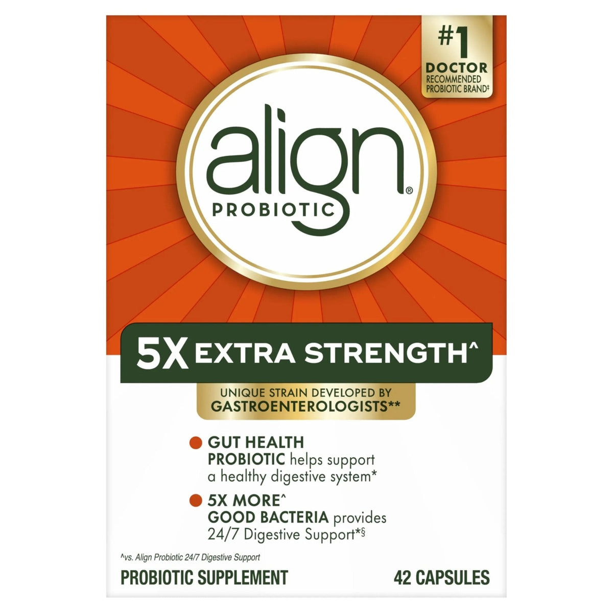 Align Probiotic, Extra Strength, Probiotics for Women and Men, Probiotics for Men, Probiotic Capsules have 5X CFUs, 42 Capsules - Maple Wellness Supplements