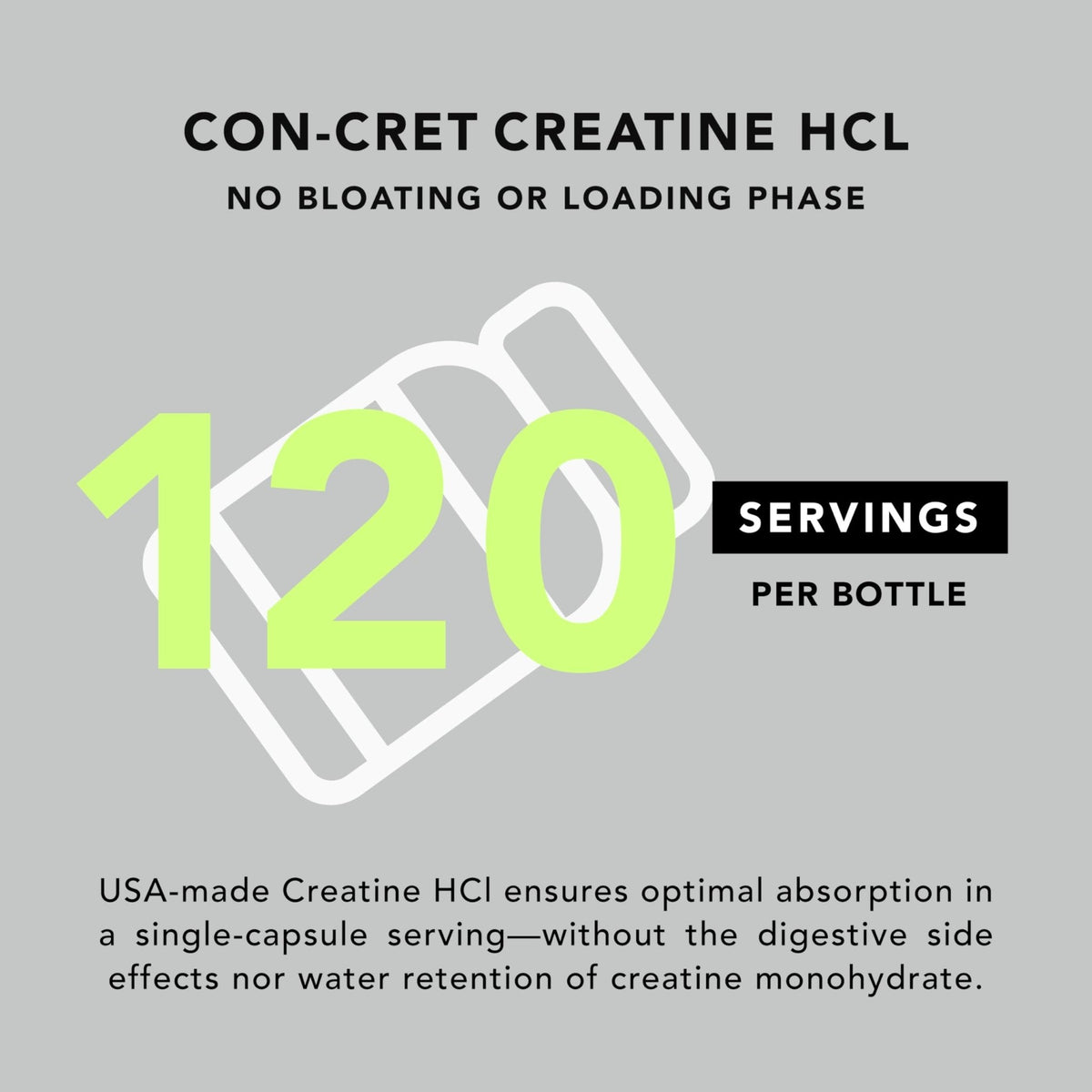 AMANDEAN Creatine HCl Pills. American Made CON-CRET. 120 Capsules. 7X Concentrated. No Bloat. Muscle, Energy, Cognitive, Recovery Support for Men & Women. Gluten Free, Non-GMO. - Maple Wellness Supplements