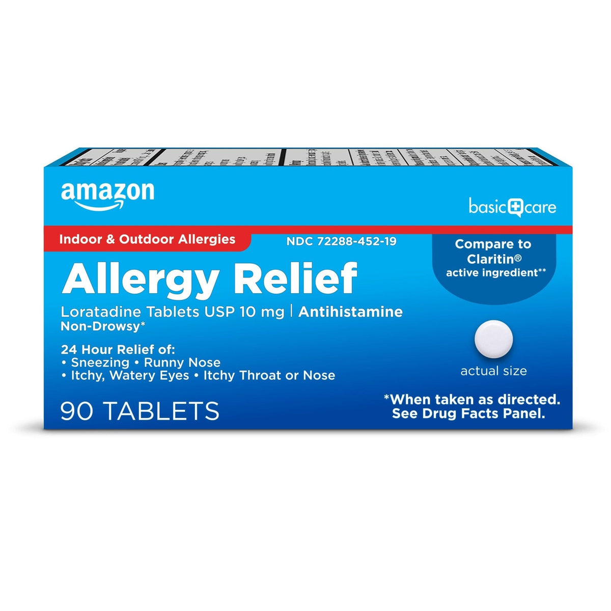 Amazon Basic Care Allergy Relief Loratadine Tablets 10 mg, 90 Count - Maple Wellness Supplements