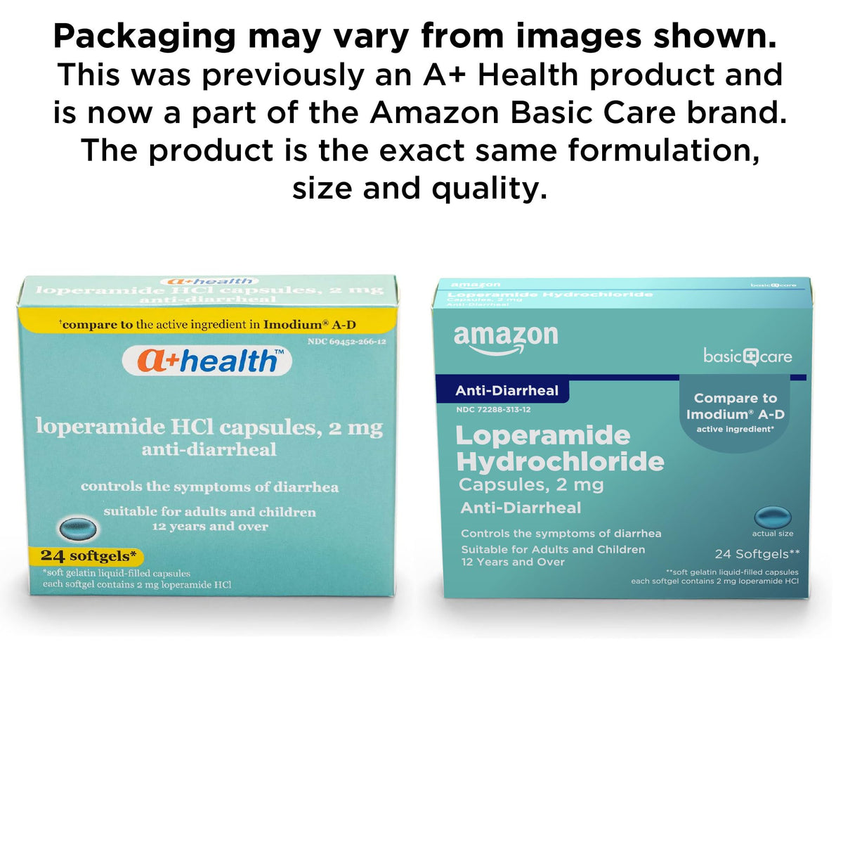 Amazon Basic Care Loperamide Hcl 2 Mg Softgels, Anti-Diarrheal, Easy to Swallow, Controls Symptoms of Traveler's Diarrhea, 24 Count - Maple Wellness Supplements