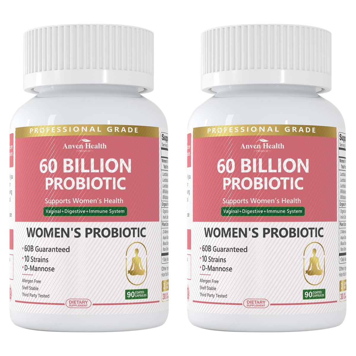 Anven Health Probiotics and Prebiotics for Women pH Balance & Digestion - 60 Billion Vaginal Probiotic with Cranberry & D-Mannose for Gut, Urinary, Immune Health, - Maple Wellness Supplements