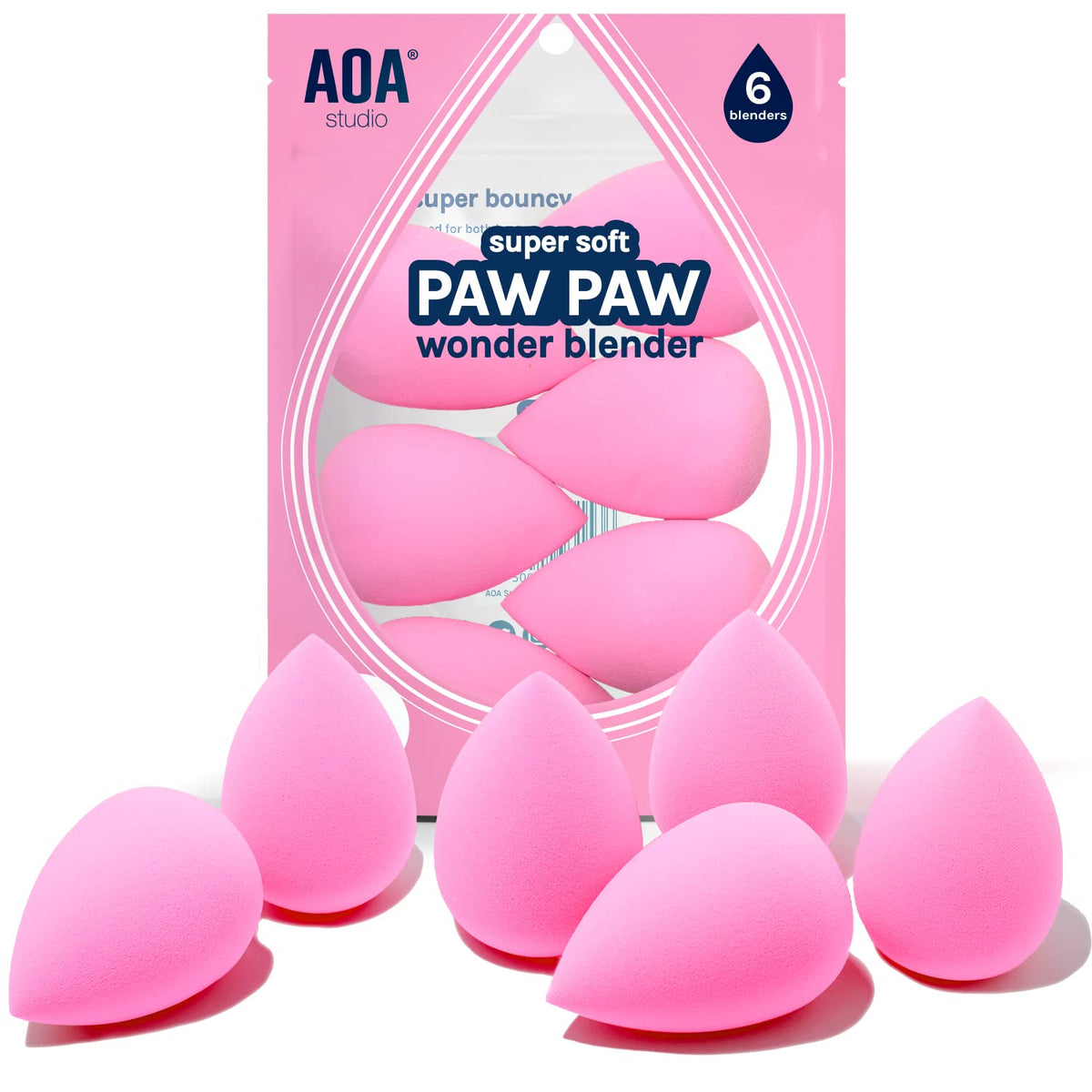 AOA Studio Collection makeup Sponge Set Latex Free and High-definition Set of 6 makeup Wonder blender For Powder Cream and Liquid, Super Soft Wonder Beauty Cosmetic - Maple Wellness Supplements