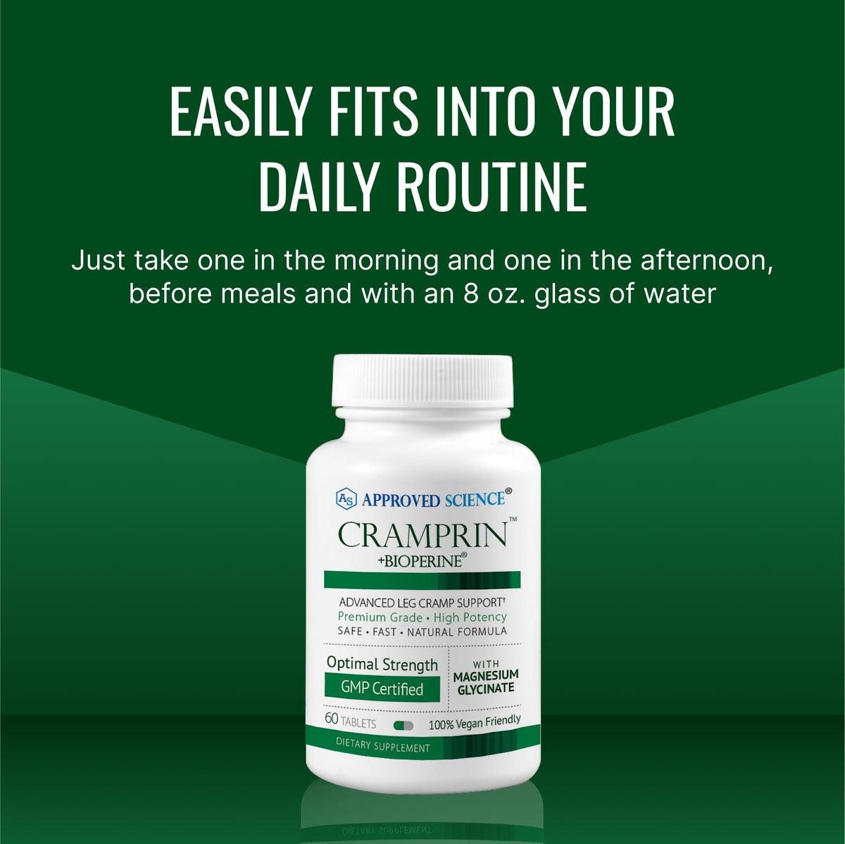 Approved Science Cramprin - High Absorption Magnesium, Vitamin B Complex, BioPerine - Muscle Cramps - 6 Month Supply - 2 Bottles - Vegan - Maple Wellness Supplements
