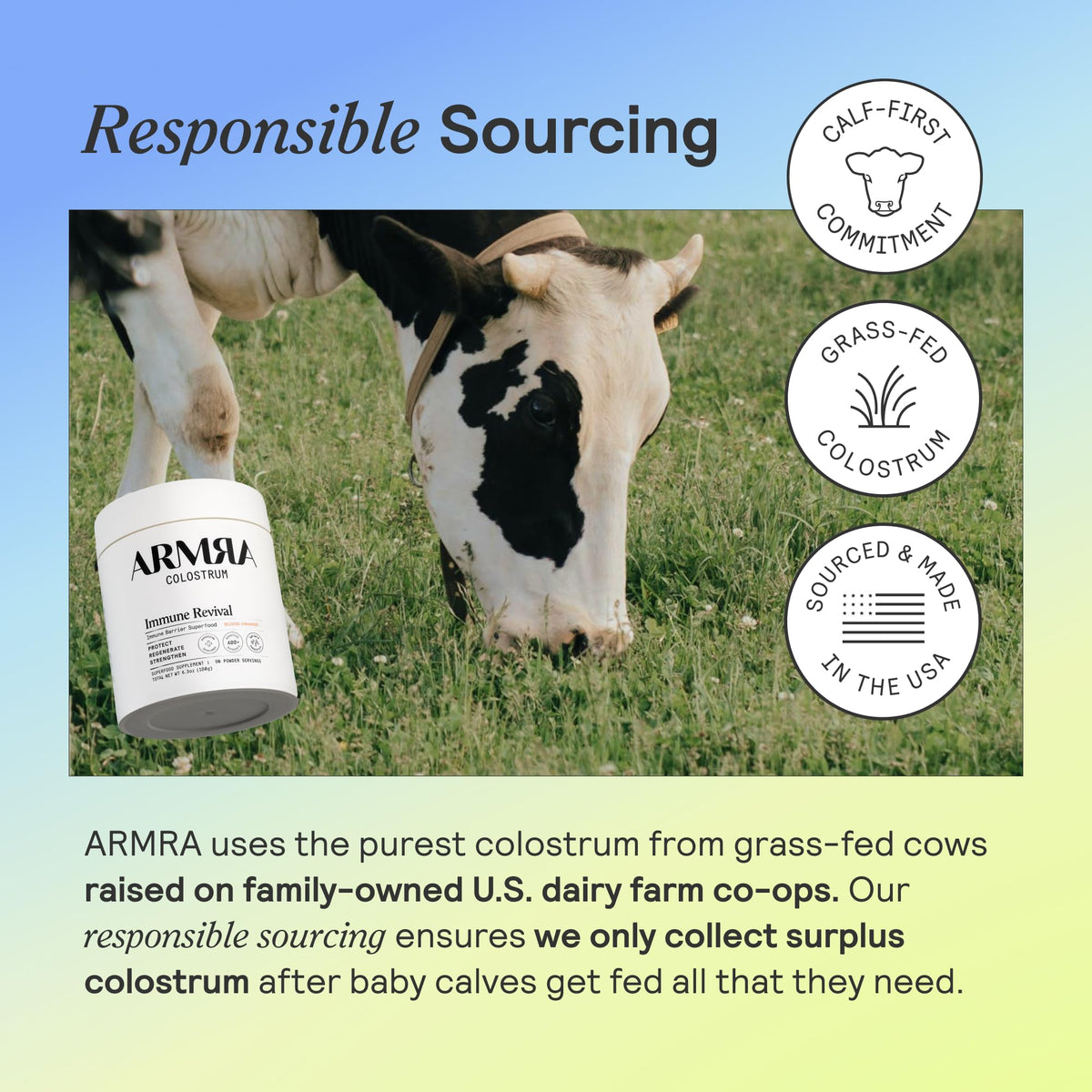 ARMRA Colostrum™ Premium Powder, Grass Fed, Gut Health Bloating Immunity Skin & Hair, Contains 400+ Bioactive Nutrients, Keto, Gluten & Fat Free (Blood Orange Bundle | 120 Servings) - Maple Wellness Supplements