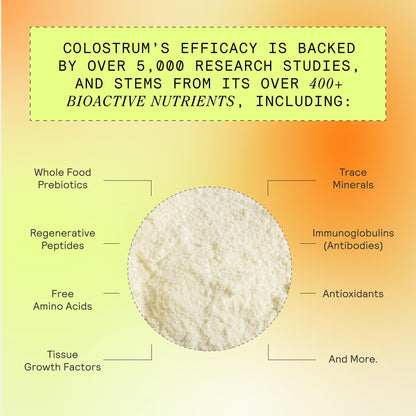 ARMRA Colostrum™ Premium Powder, Grass Fed, Gut Health Bloating Immunity Skin & Hair, Contains 400+ Bioactive Nutrients, Keto, Gluten & Fat Free (Blood Orange Bundle | 90 Servings) - Maple Wellness Supplements