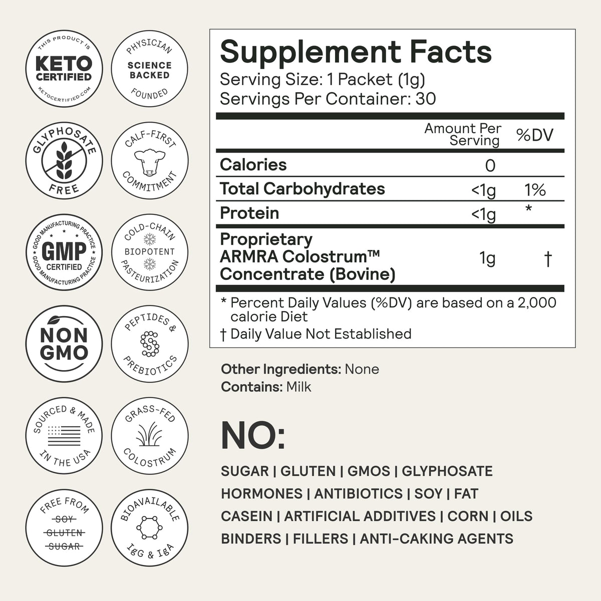 ARMRA Colostrum™ Premium Powder, Grass Fed, Gut Health Bloating Immunity Skin & Hair, Contains 400+ Bioactive Nutrients, Keto, Gluten & Fat Free (Unflavored Bundle | 90 Servings) - Maple Wellness Supplements