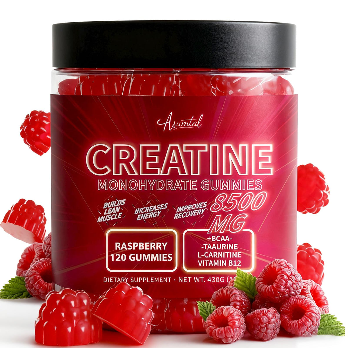 Asumtal Creatine Monohydrate Gummies for Men & Women, Creatine Monohydrate Supplement for Muscle Growth, Strength & Energy Support - Maple Wellness Supplements