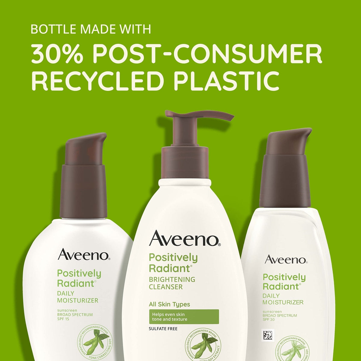 Aveeno Positively Radiant Daily Face Moisturizer with SPF 15 Sunscreen, Hydrating Facial Moisturizer with Soy Extract to Improve Skin - Maple Wellness Supplements