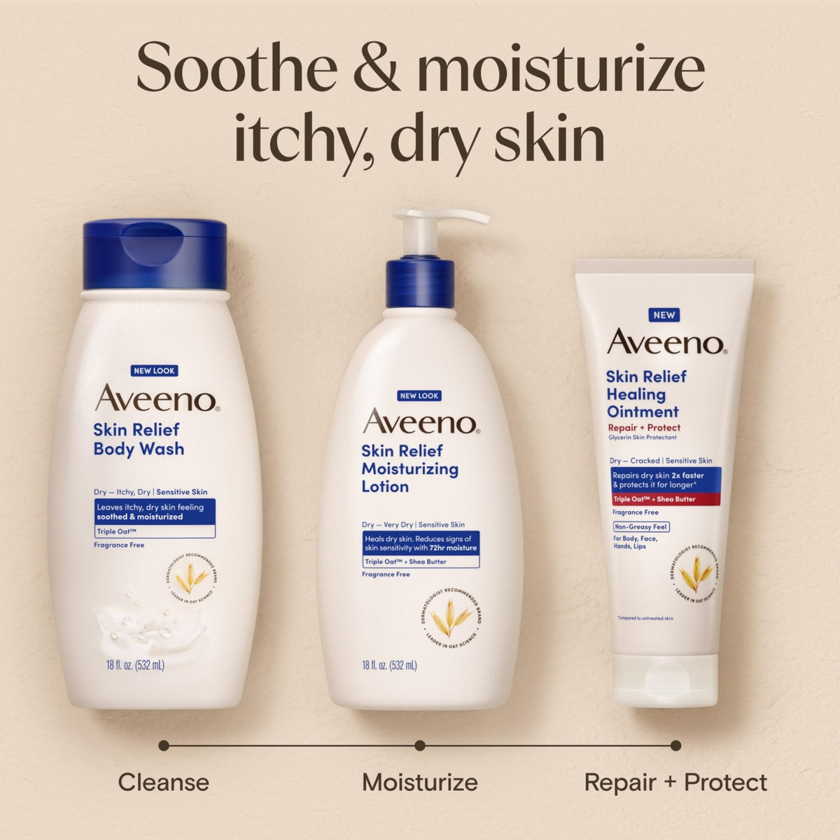 Aveeno Skin Relief Moisturizing Lotion Heals Very Dry, Sensitive Skin, Fast-Absorbing Body - Maple Wellness Supplements