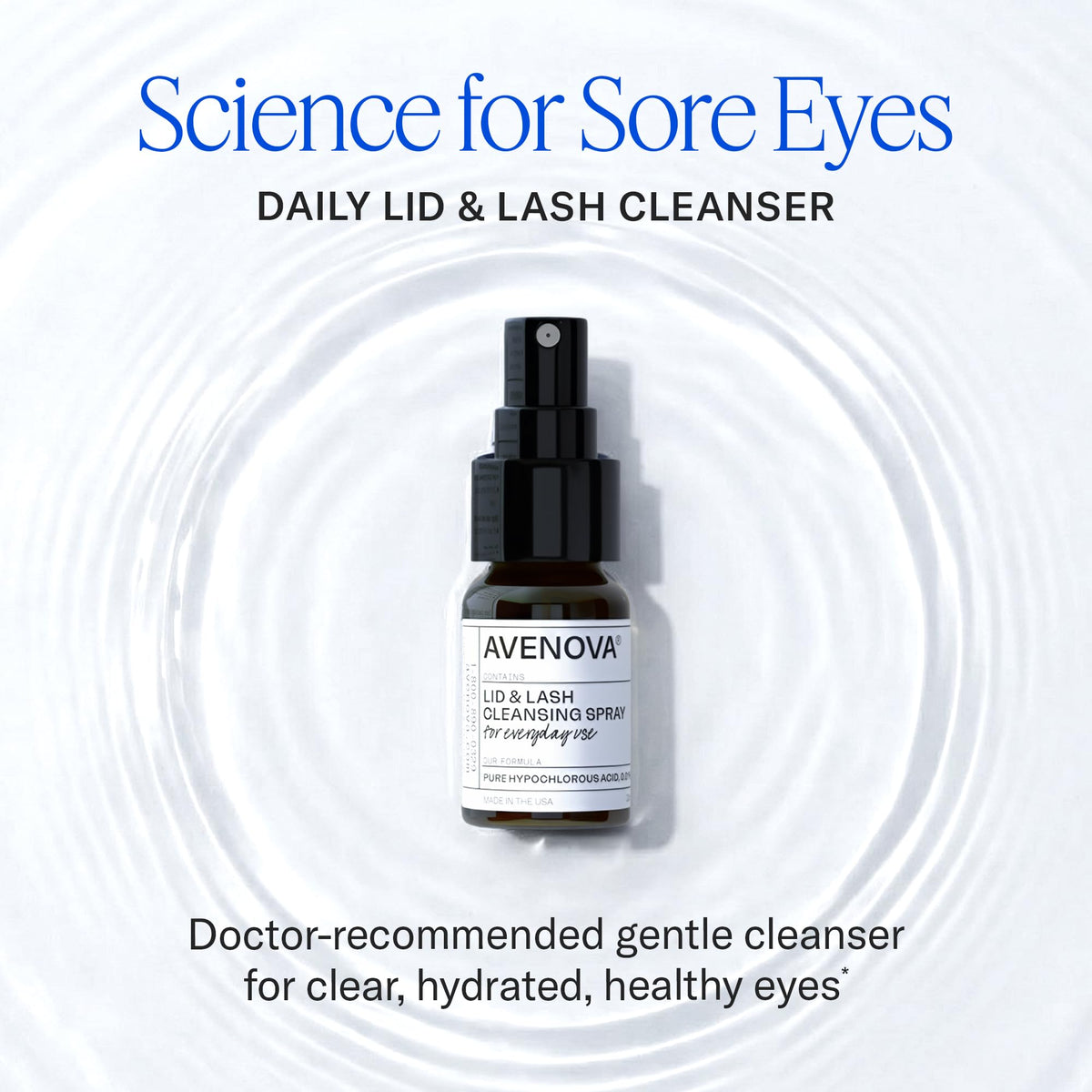 Avenova Eyelid and Eyelash Cleanser Spray - 20ml Bottle - Gentle Everyday Pure Hypochlorous Acid Spray for Eye Irritation - Maple Wellness Supplements