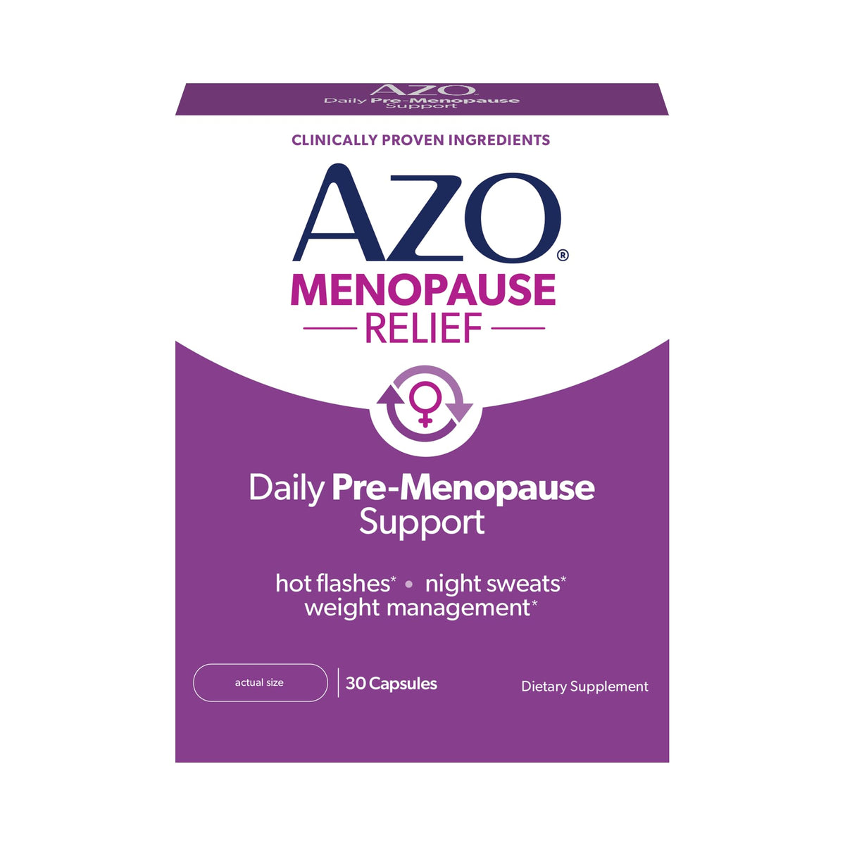 AZO® Daily Pre-Menopause Relief Perimenopause Supplements for Women, Hot Flash, Night Sweat and Healthy Weight Management Support* - 30 Count - Maple Wellness Supplements