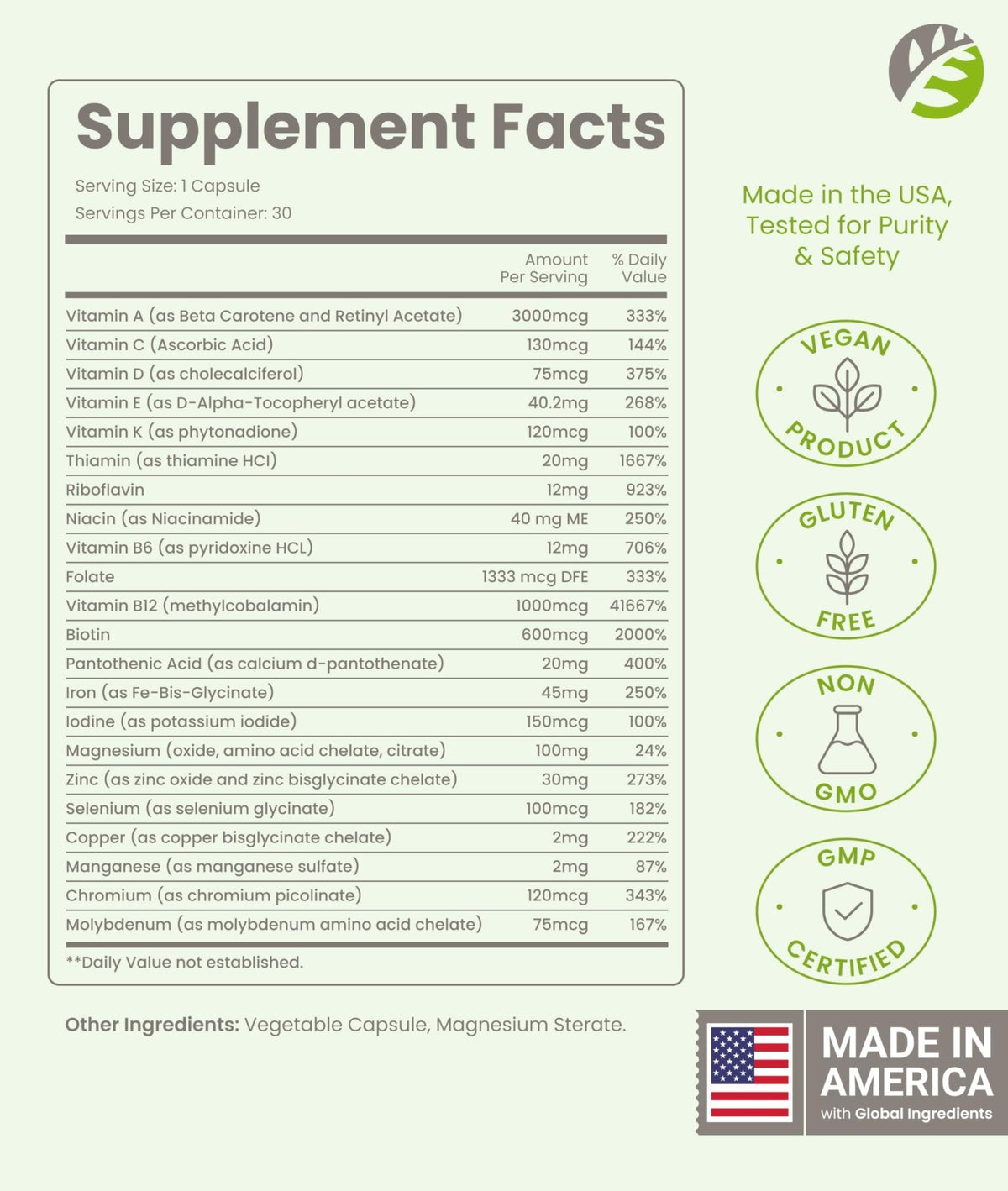 BariSlim Advanced Once Daily Bariatric Multivitamin Capsule - 45 mg of Iron - Bariatric Vitamin for Post Bariatric Surgery Including Gastric Bypass and Gastric Sleeve | 30 Day Supply - Maple Wellness Supplements