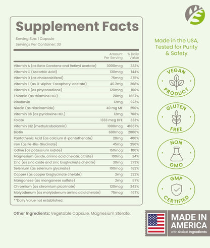 BariSlim Advanced Once Daily Bariatric Multivitamin Capsule - 45 mg of Iron - Bariatric Vitamin for Post Bariatric Surgery Including Gastric Bypass and Gastric Sleeve | 30 Day Supply - Maple Wellness Supplements