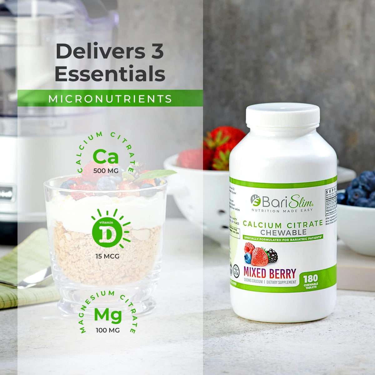 BariSlim Bariatric Calcium Citrate & Complete Chewable Bariatric Multivitamin - Bariatric Vitamin and Supplement for Post Bariatric Surgery Including Gastric Bypass and Gastric Sleeve - Maple Wellness Supplements