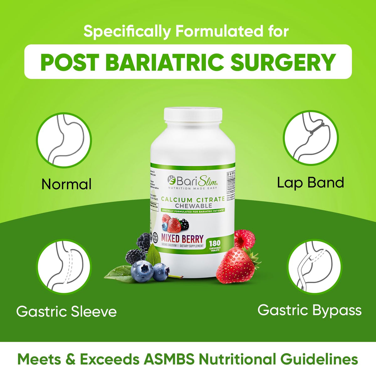 BariSlim Chewable Bariatric Multivitamin Tablets - Specially Formulated Chewable Tablets for Patients After Weight Loss Surgery - Easy to Digest & Great Tasting Fruit Flavors | Pack of 2 - Maple Wellness Supplements