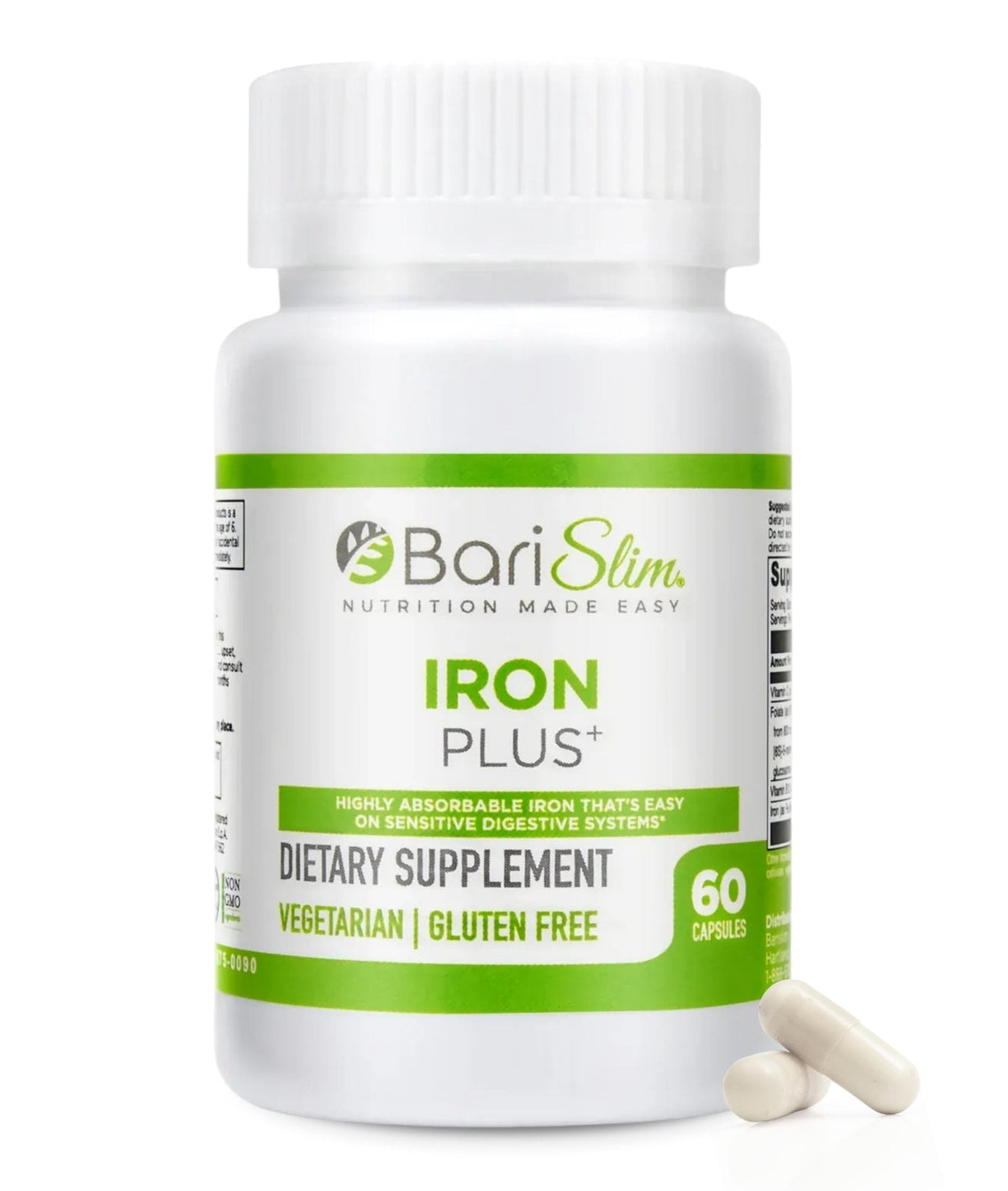 BariSlim Iron Plus Capsules - Formulated for Patients After Weight Loss Surgery Including Gastric Bypass & Gastric Sleeve – Easy Digestion & Comprehensive Health Support | 2 Month Supply (60 Servings) - Maple Wellness Supplements