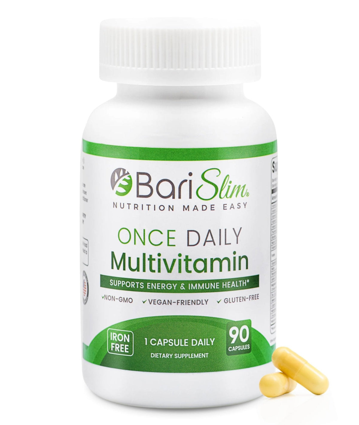 BariSlim Once Daily Bariatric Multivitamin Capsule - Iron-Free Formula - Bariatric Vitamin and Supplement for Post Surgery, Including Gastric Bypass and Gastric Sleeve | 90-Day Supply - Maple Wellness Supplements