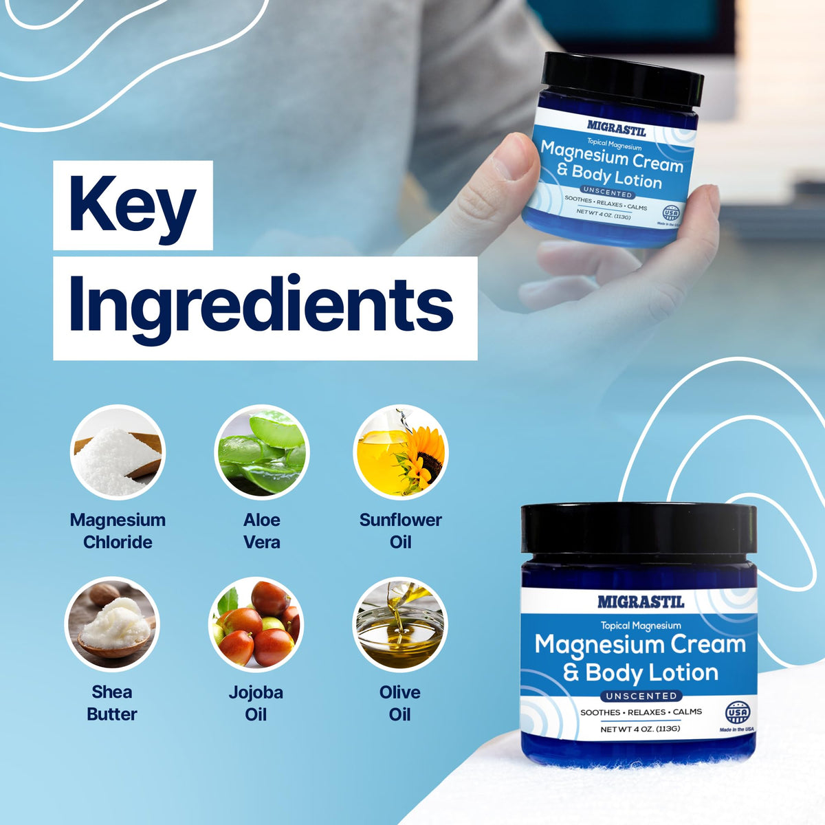 Basic Vigor Migrastil Extra Strength Migraine Stick & Topical Magnesium Cream Bundle - Maple Wellness Supplements