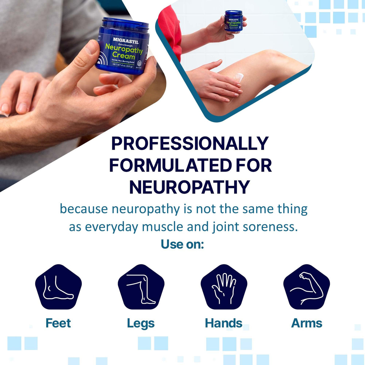 Basic Vigor Migrastil Extra Strength Neuropathy Cream (4 oz) and PainBlock Roll-On (3 oz) Bundle - Maple Wellness Supplements