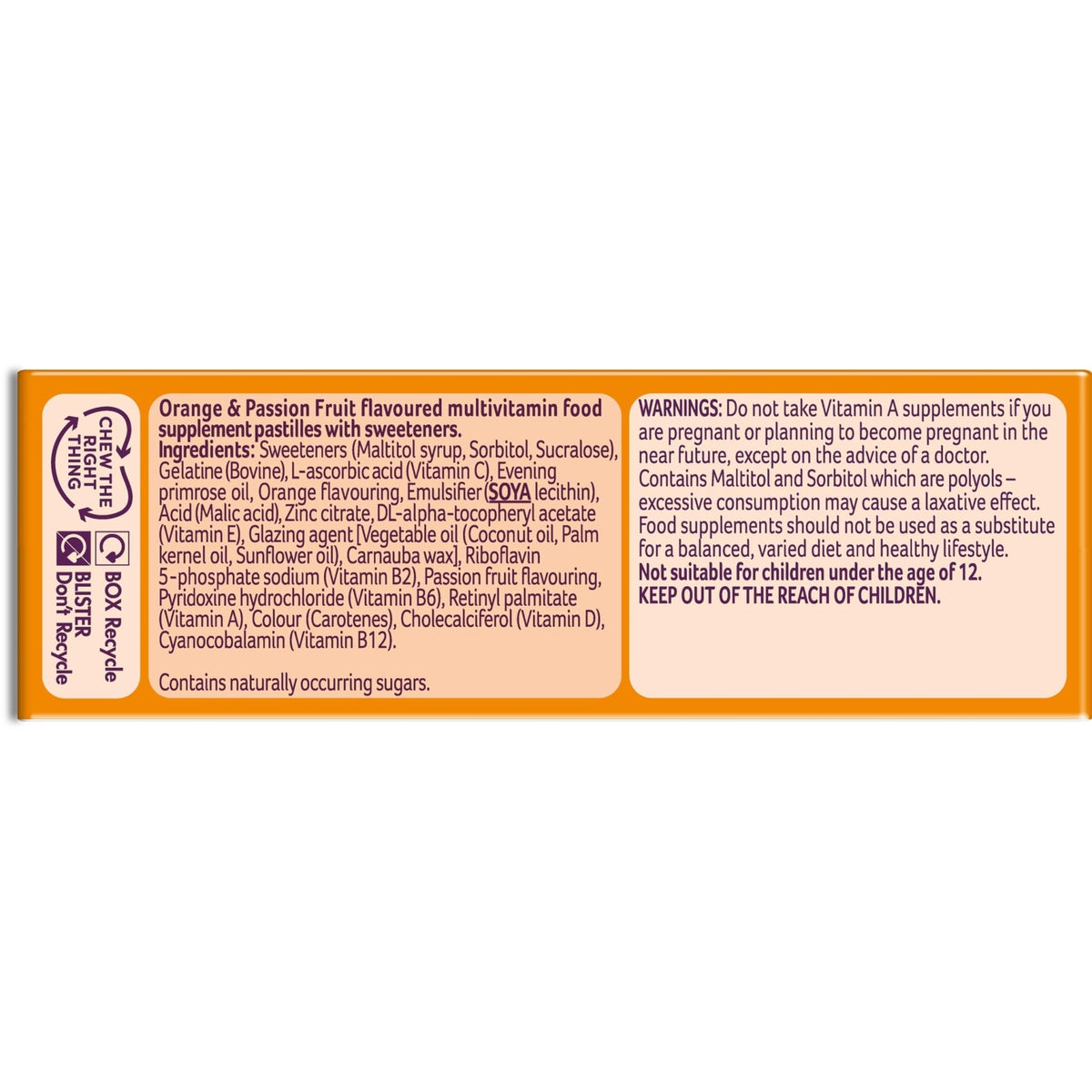 Bassetts Vitamins 12-18 EPO Orange & Passion Fruit 30's, 94.2 g, Orange and passionfruit - Maple Wellness Supplements