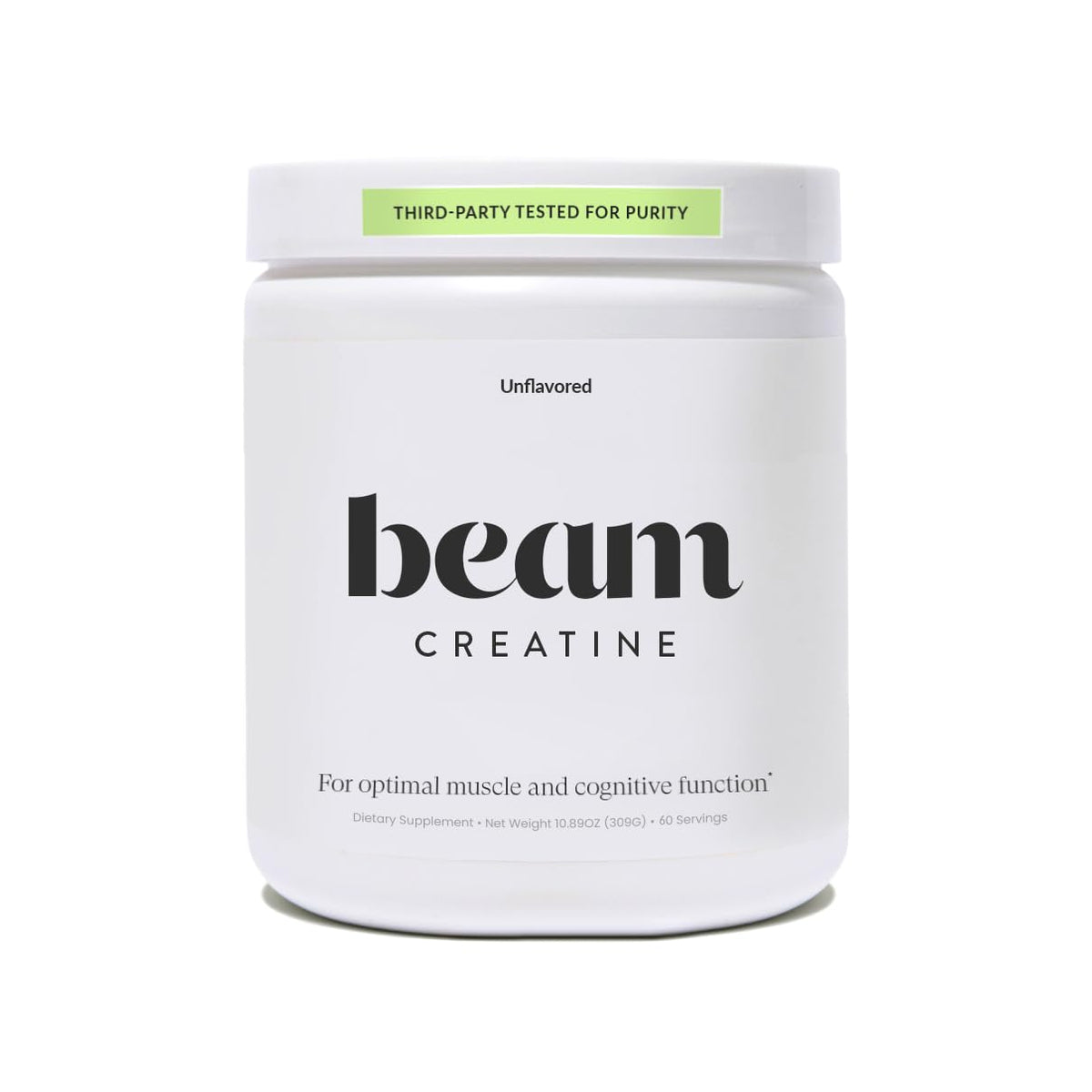 Beam Creatine Monohydrate Powder – 5g Micronized Creatine Monohydrate, Third Party Tested Creatine for Women & Men, Muscle Strength, Growth, Recovery & Cognitive Support, Unflavored, 60 Servings - Maple Wellness Supplements
