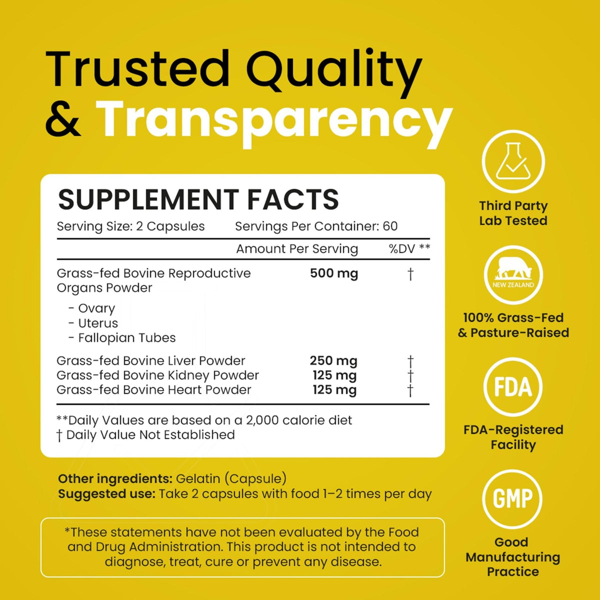 Beef Organ Supplement for Women – Grass Fed Liver, Uterus, Ovary, Heart, Kidney – 30+ Nutrients to Support Hormone Balance, Cycle Health, Energy, Immunity - Maple Wellness Supplements