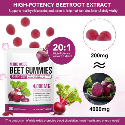 Beet Root Gummies Enriched with 200mg CoQ10 & Beet Root Extract for Blood Pressure, Heart Health Support, Energy Level Suport, Promoting Nitric Oxide - Maple Wellness Supplements