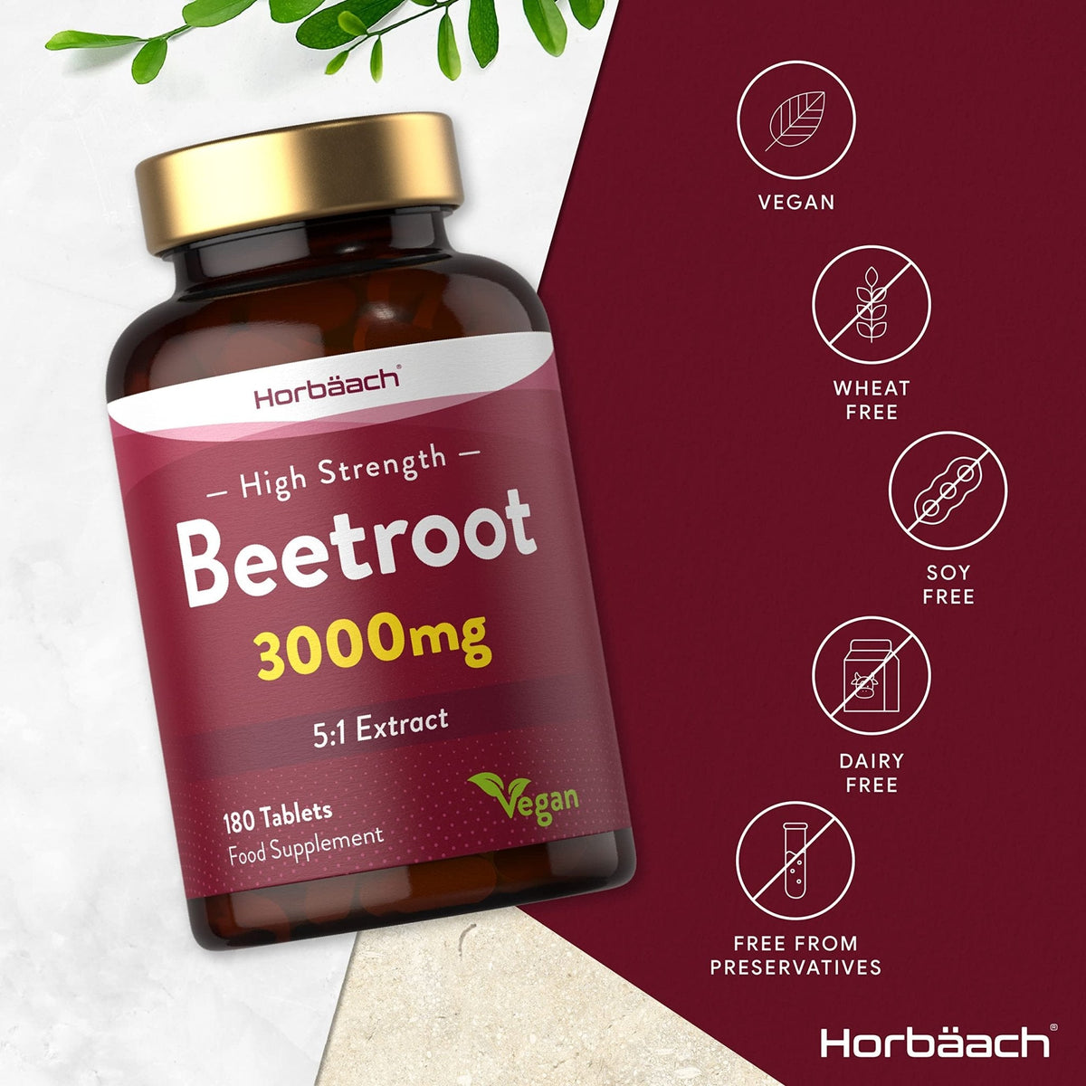 Beetroot Tablets 3000mg | 180 Count | High Strength 5:1 Extract Supplement | Nitric Oxide - Maple Wellness Supplements