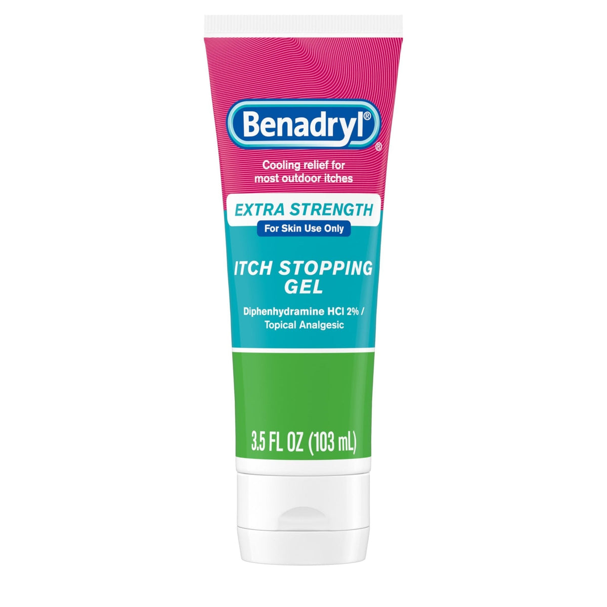 Benadryl Extra Strength Anti Itch Relief Gel, 2% Diphenhydramine HCl, Relief from Insect Bites, Sunburn & More, Great for Camping Essentials, 3.5 fl oz - Maple Wellness Supplements
