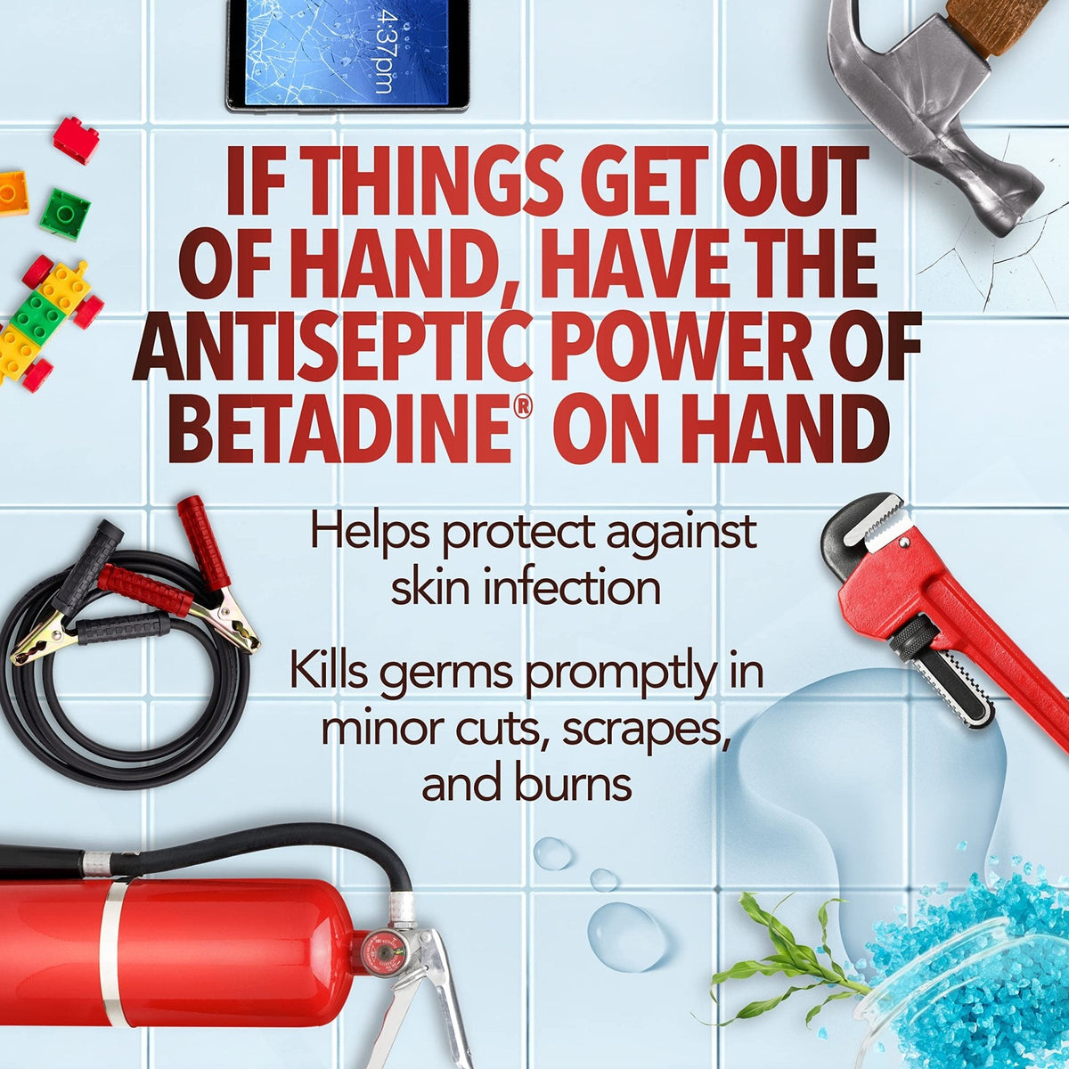 Betadine Antiseptic First Aid Solution, Povidone-Iodine 10%, Infection Protection, Kills Germs in Minor Cuts Scrapes and Burns, No Sting Promise, No Alcohol or Hydrogen Peroxide, 8 FL OZ - Maple Wellness Supplements