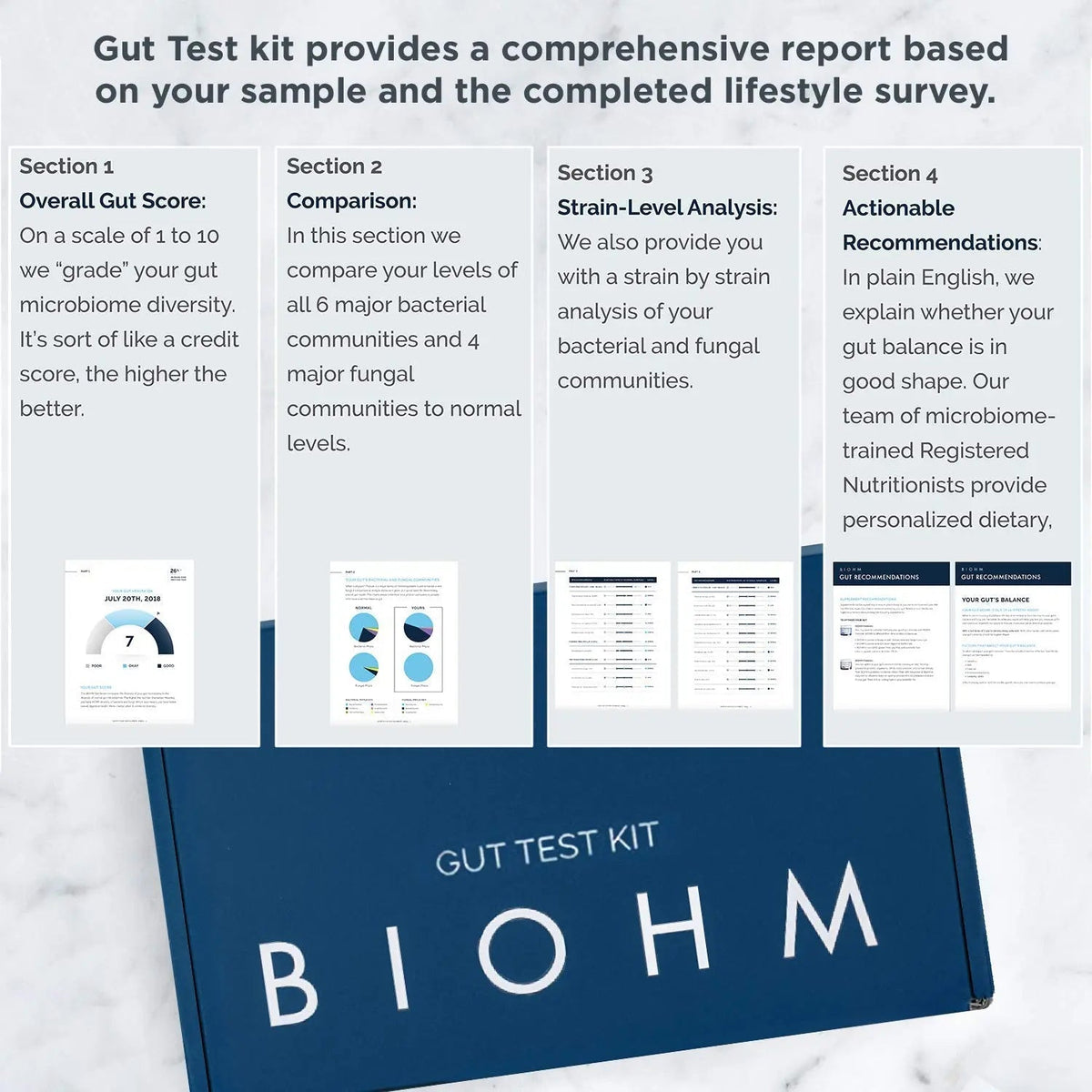 BIOHM Gut Health Test Kit for Microbiome and Digestive Health Analysis, Home Test Kit with Gut Score, Easy-to-Read Results and Actionable Recommendations - Maple Wellness Supplements